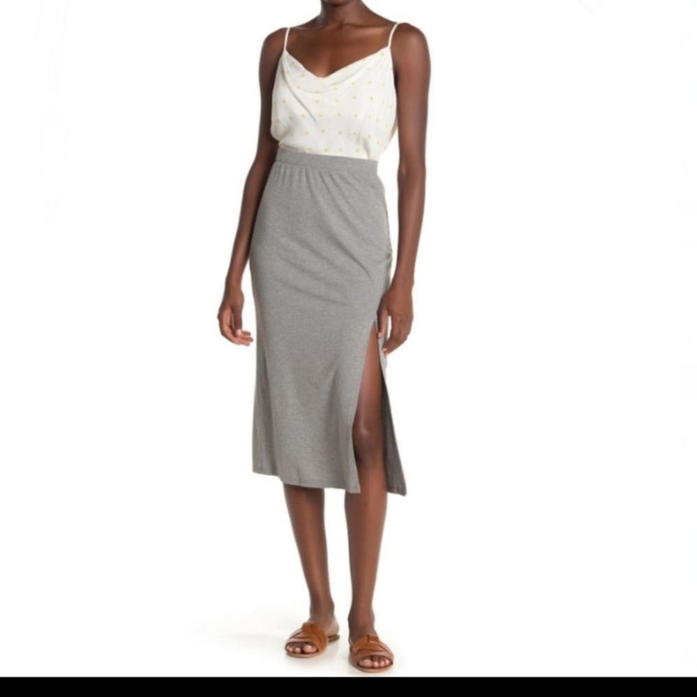 Good Luck Gem Pull On Ribbed Midi Skirt